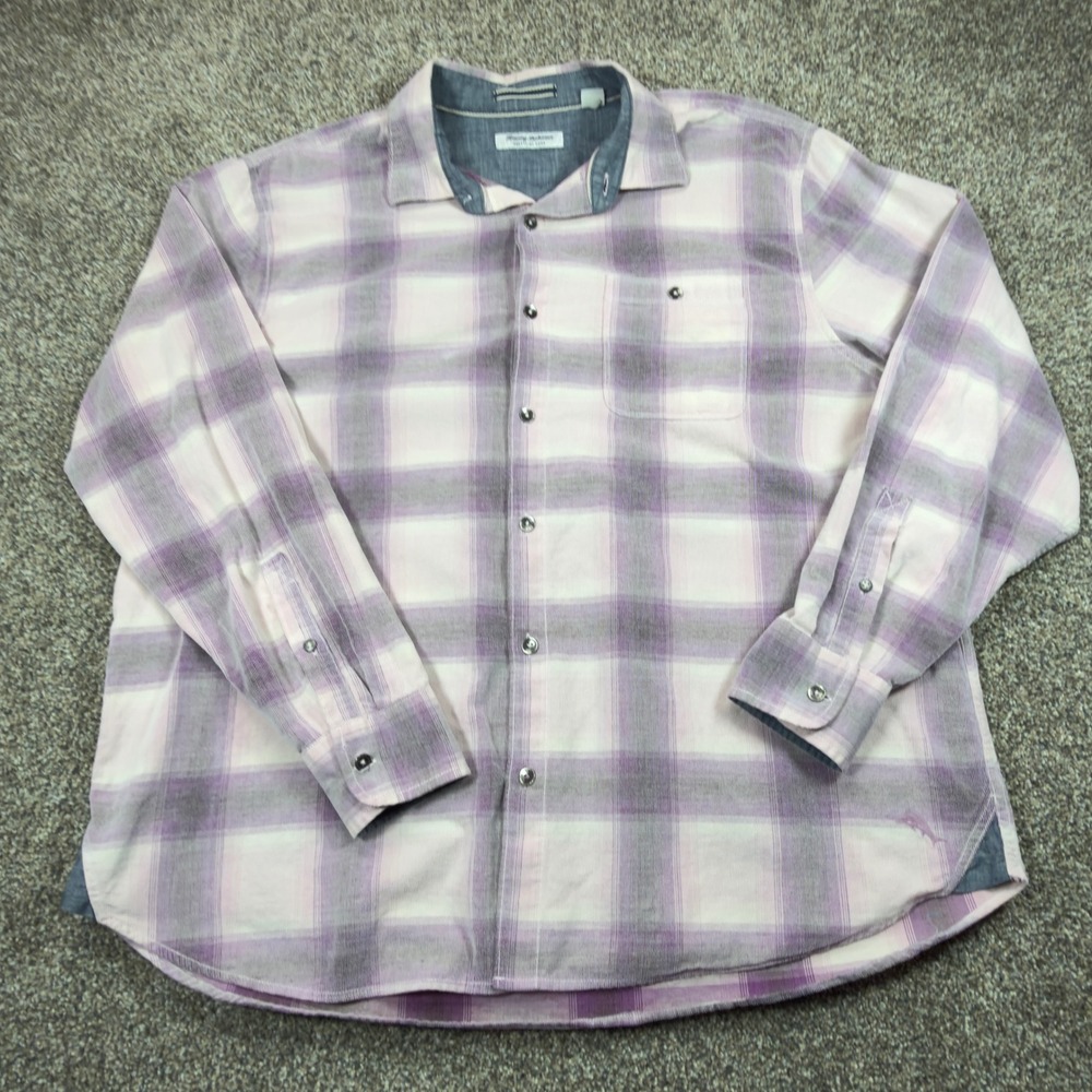 Tommy‎ Bahama Coastline Cord Shirt Mens XXL Purple Plaid Corduroy Button Down